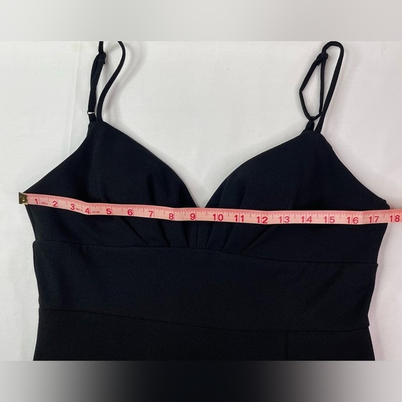 B Darlin Black Slitted Spaghetti Strap Sweetheart Full-Length Gown 13/14 - Picture 11 of 12